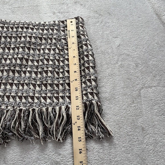 LE LIS Texture Geometric Fringe Mini Skirt Womens M Multicolor Boho Festival - Picture 2 of 10